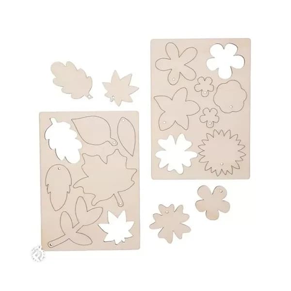 Wooden Press Out - Leaves & Flowers