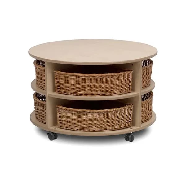 Double Tier Mobile Circular Storage Unit with Baskets