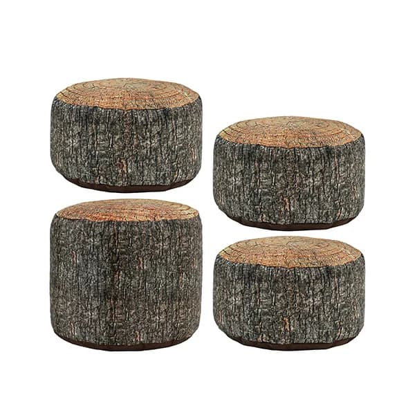 Tree Stump Printed Bean Bag Stool Set