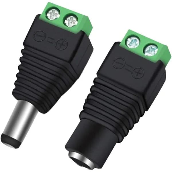DC Male Female Power Adapter Connector (Pack of 2pcs: Male+Female)