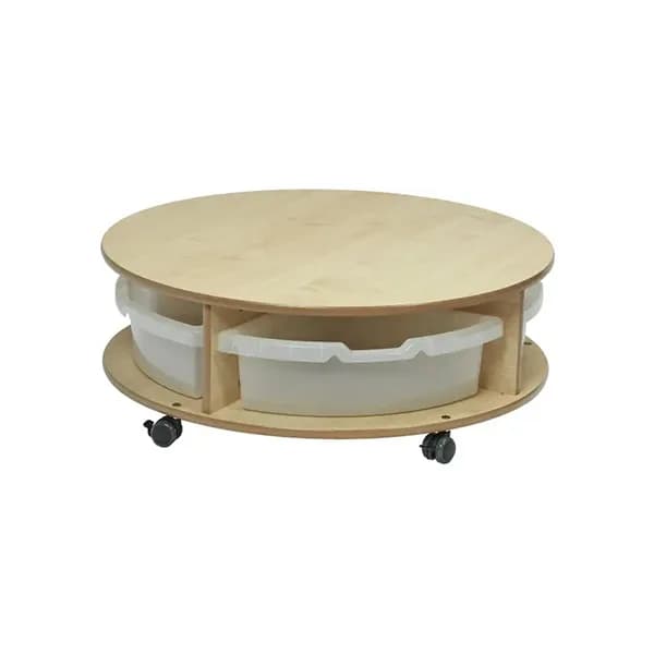 Single Tier Mobile Circular Storage Unit with 4 Trays