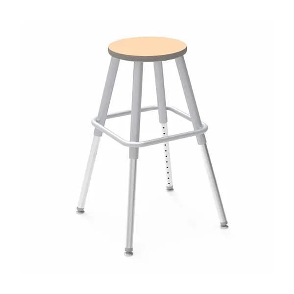 Stool- Height Adjustable with Wooden Seat