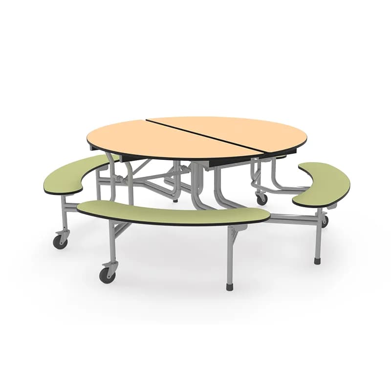 8 Seat Mobile Folding Bench Round Table- H686mm
